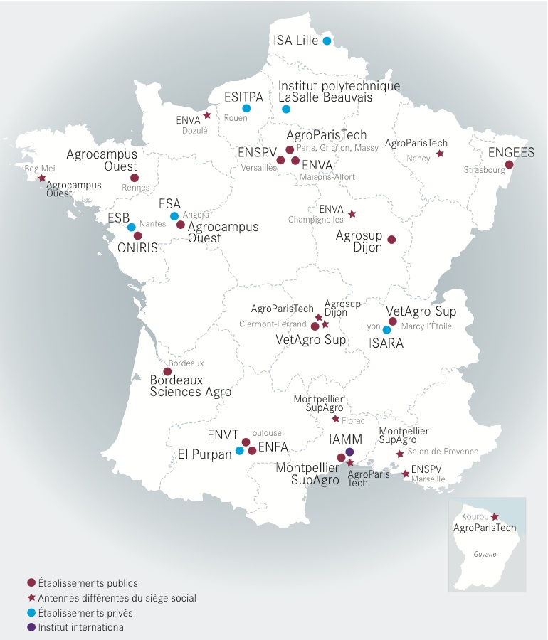 carte de France des ecoles